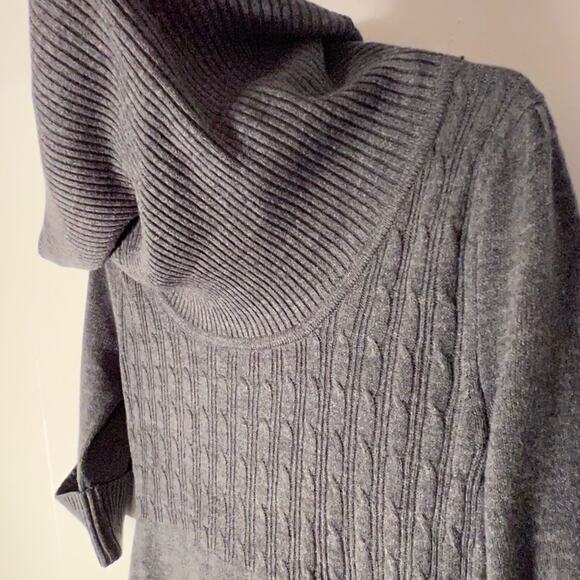 Take out ribbed cowl neck 1/2 sleeve gray sweater y2k style size large fall - Picture 4 of 7